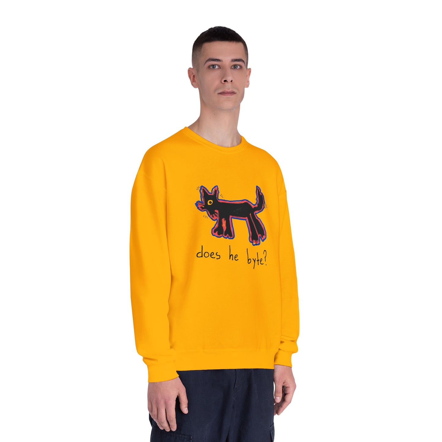 “Does he byte?”  — Crewneck Sweatshirt
