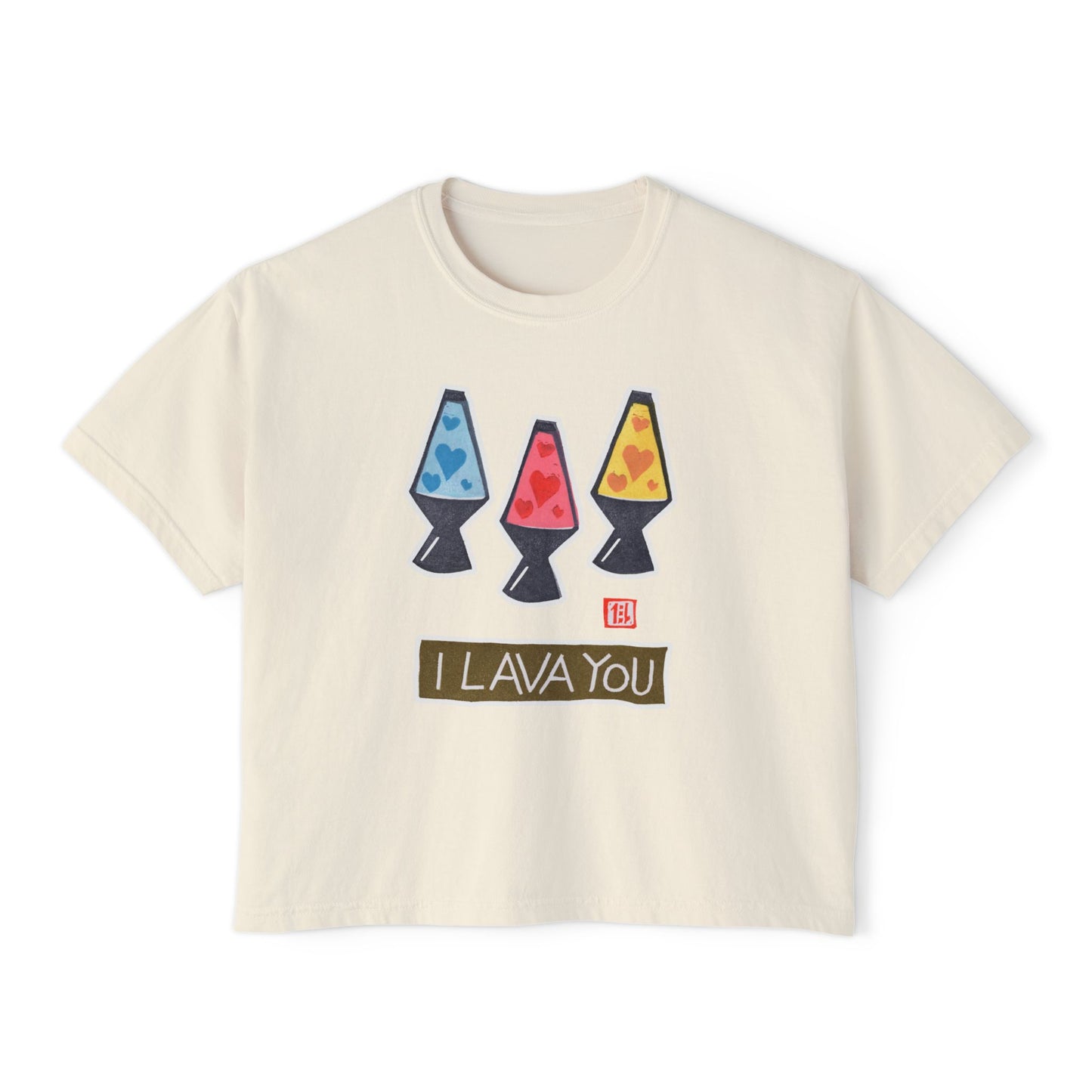 I Lava You Boxy Tee — Cute Lava Lamp Graphic Tee for Women