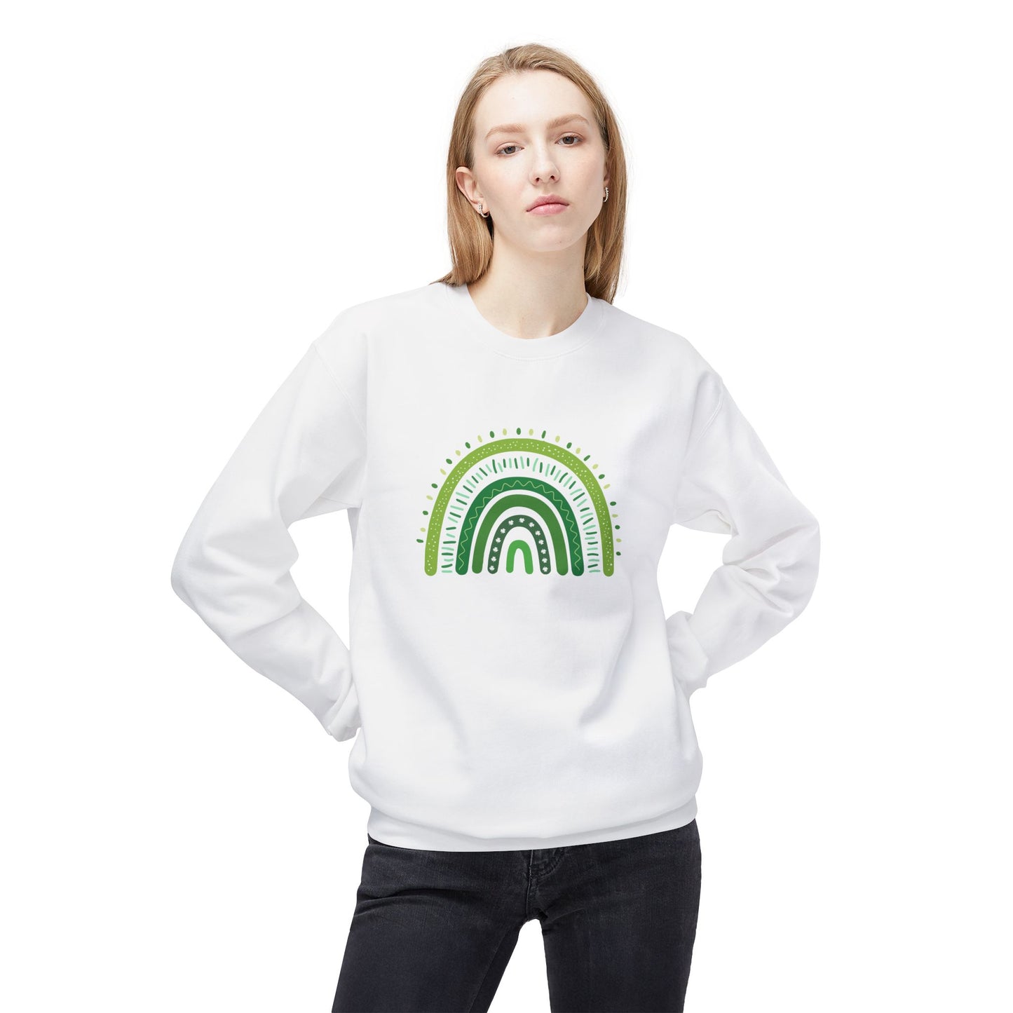 St. Patrick’s Day Sweatshirt | "Green Boho Rainbow" Crewneck | St. Patrick’s Day Apparel