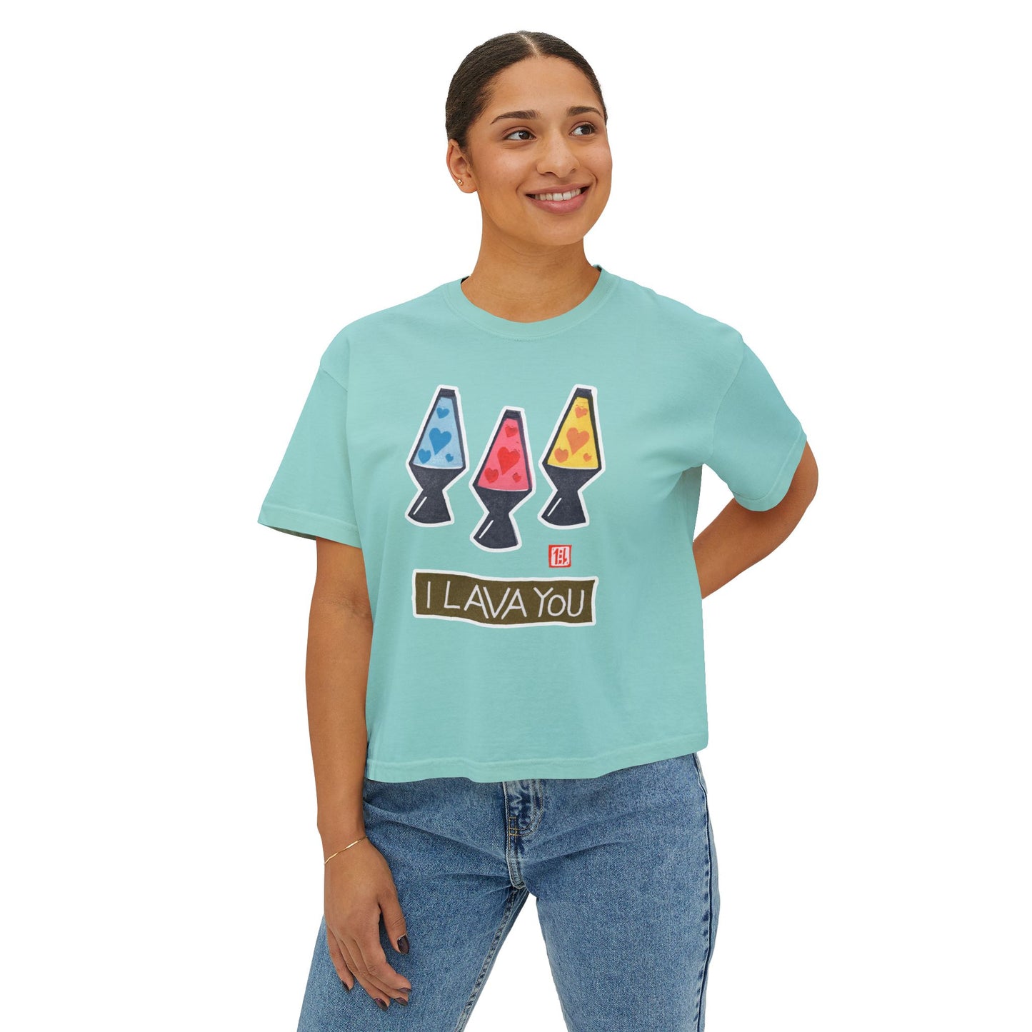 I Lava You Boxy Tee — Cute Lava Lamp Graphic Tee for Women