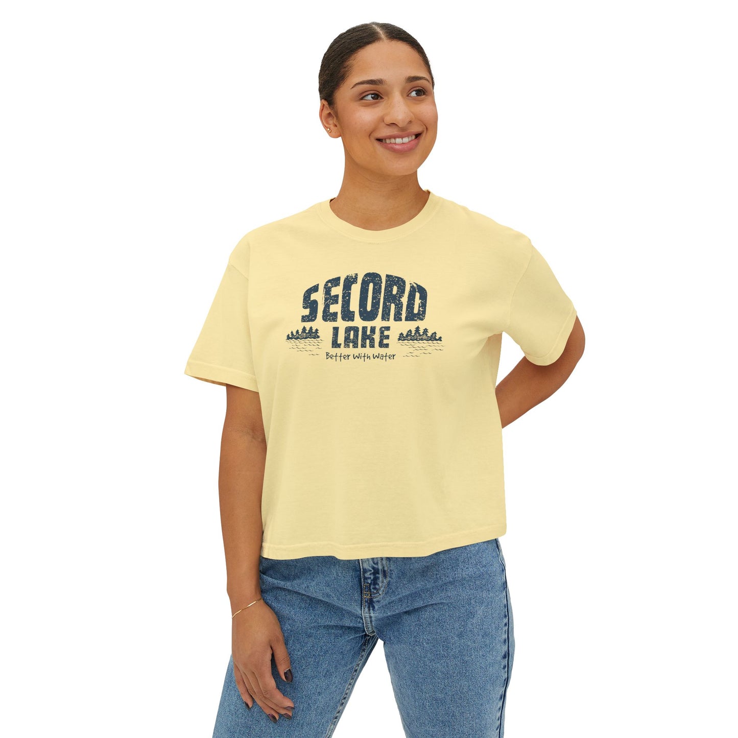 "Second Lake, Better With Water"  — Women's Boxy Tee