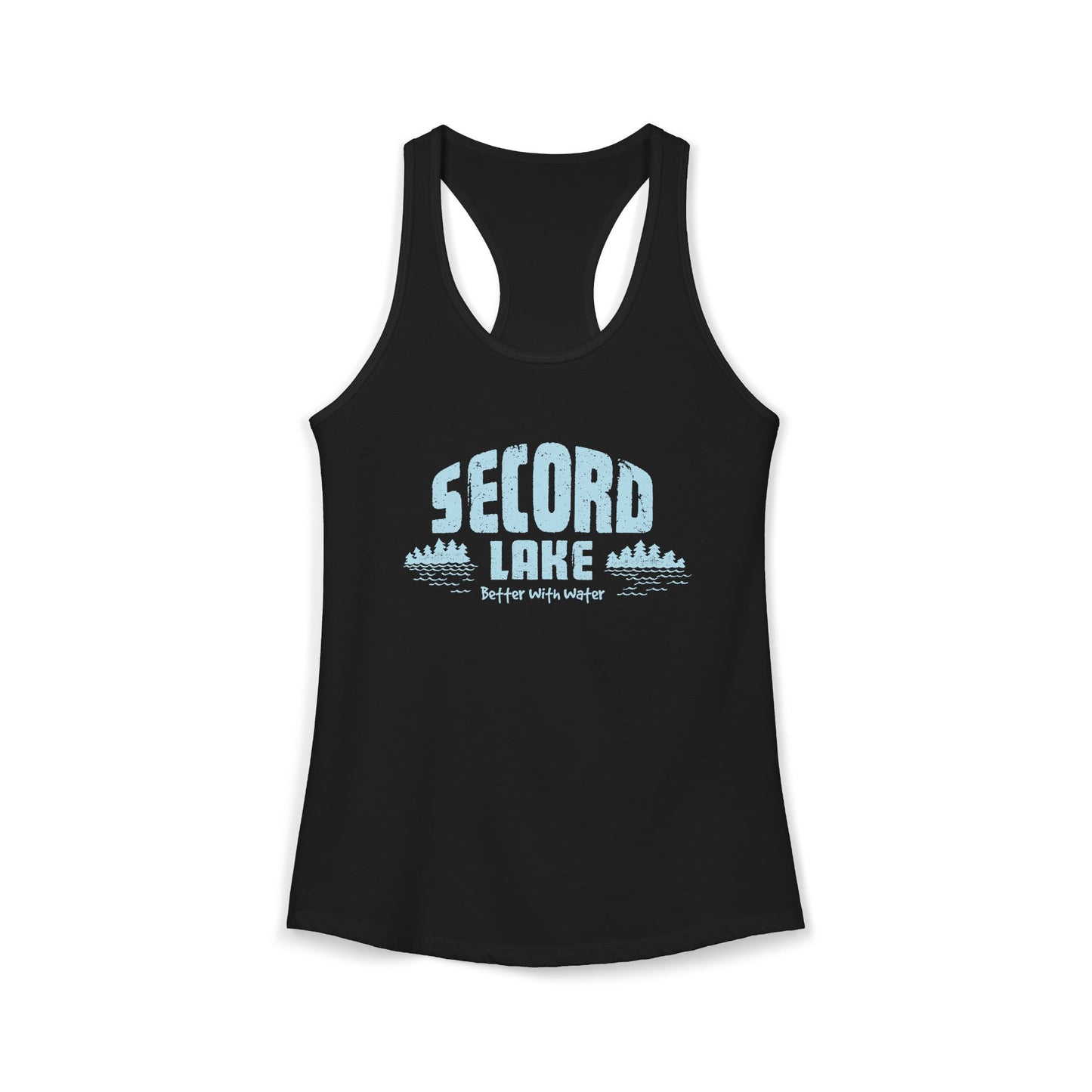 "Secord Lake, Better With Water" Women's Racerback Tank