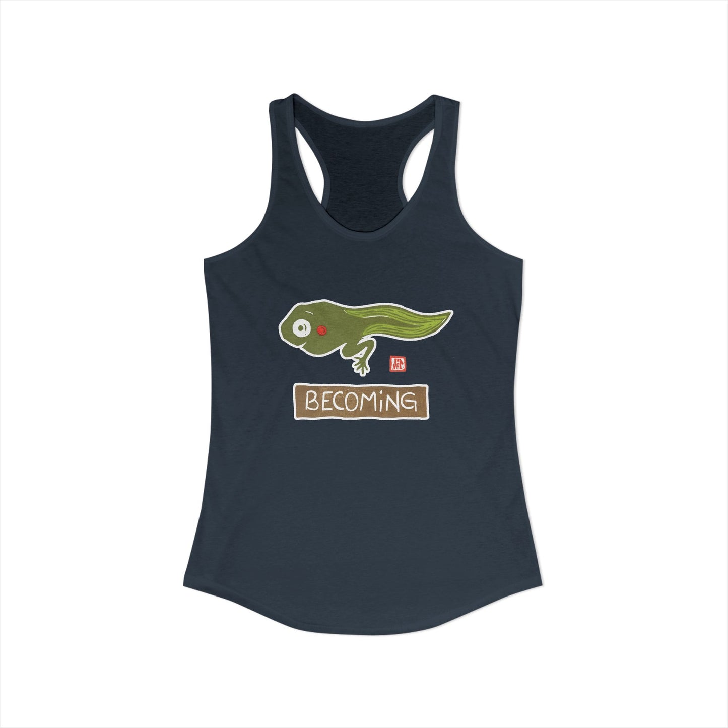 Inspirational Frog Graphic Tank | "Becoming" Women's Racerback | Mindful Activewear