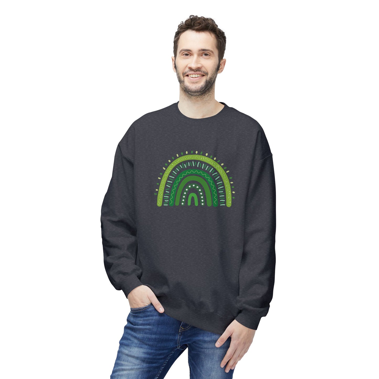 St. Patrick’s Day Sweatshirt | "Green Boho Rainbow" Crewneck | St. Patrick’s Day Apparel