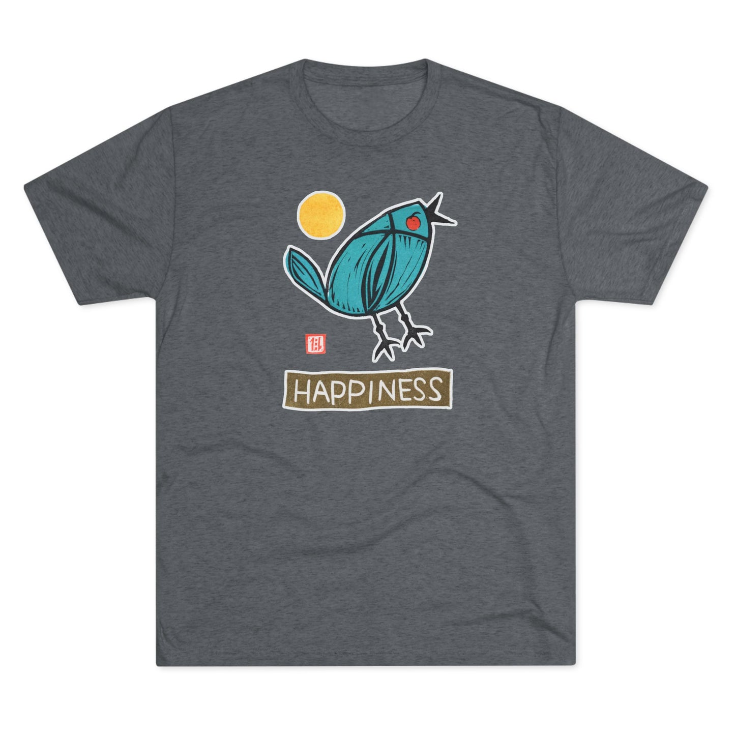 Blue Bird Illustration Shirt | "Happiness" Small Good Things | Premium Tri-Blend Tee