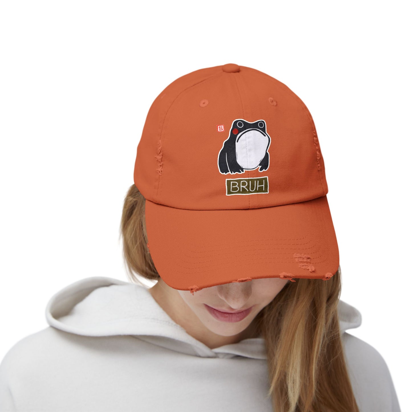 Meaningful Frog Distressed Cap | "Bruh" Baseball Hat | Relatable Humor Gift