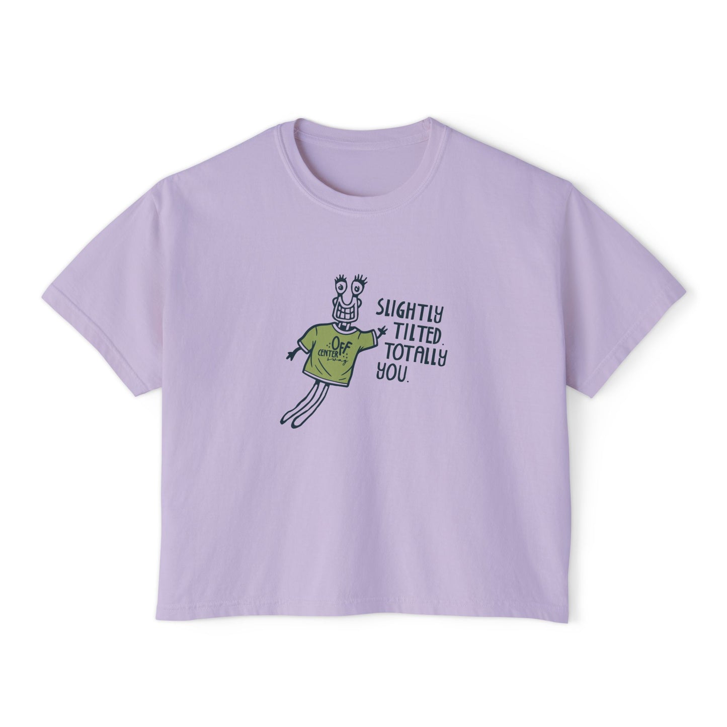 Boxy Tee — 'Slightly Tilted Totally You' Cute Frog Graphic Women's Shirt