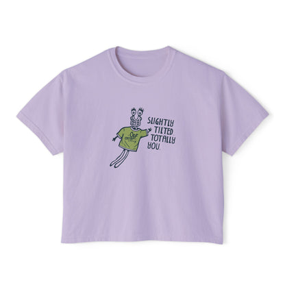 Boxy Tee — 'Slightly Tilted Totally You' Cute Frog Graphic Women's Shirt