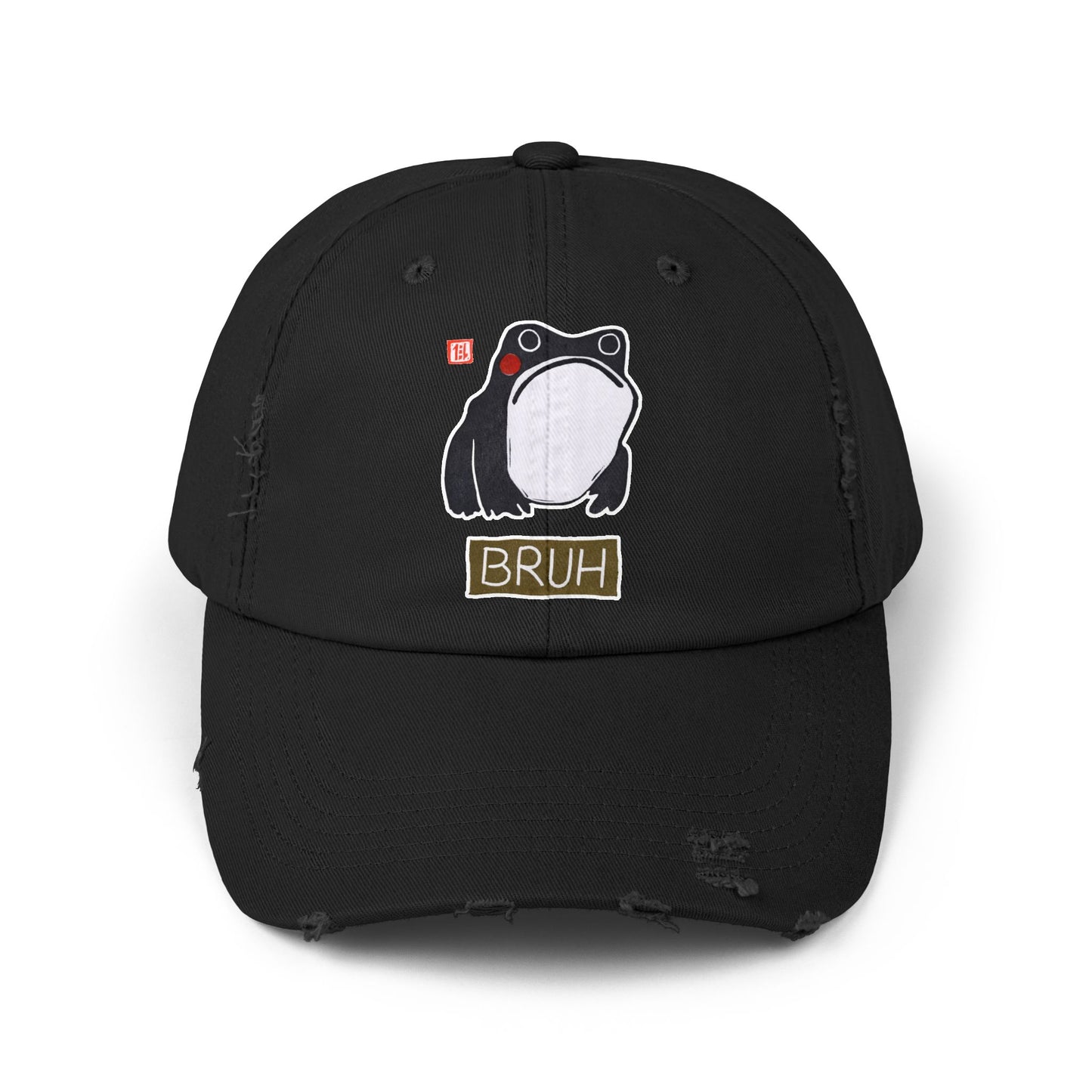 Meaningful Frog Distressed Cap | "Bruh" Baseball Hat | Relatable Humor Gift
