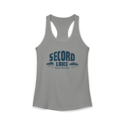 "Secord Lake, Better With Water" Women's Racerback Tank