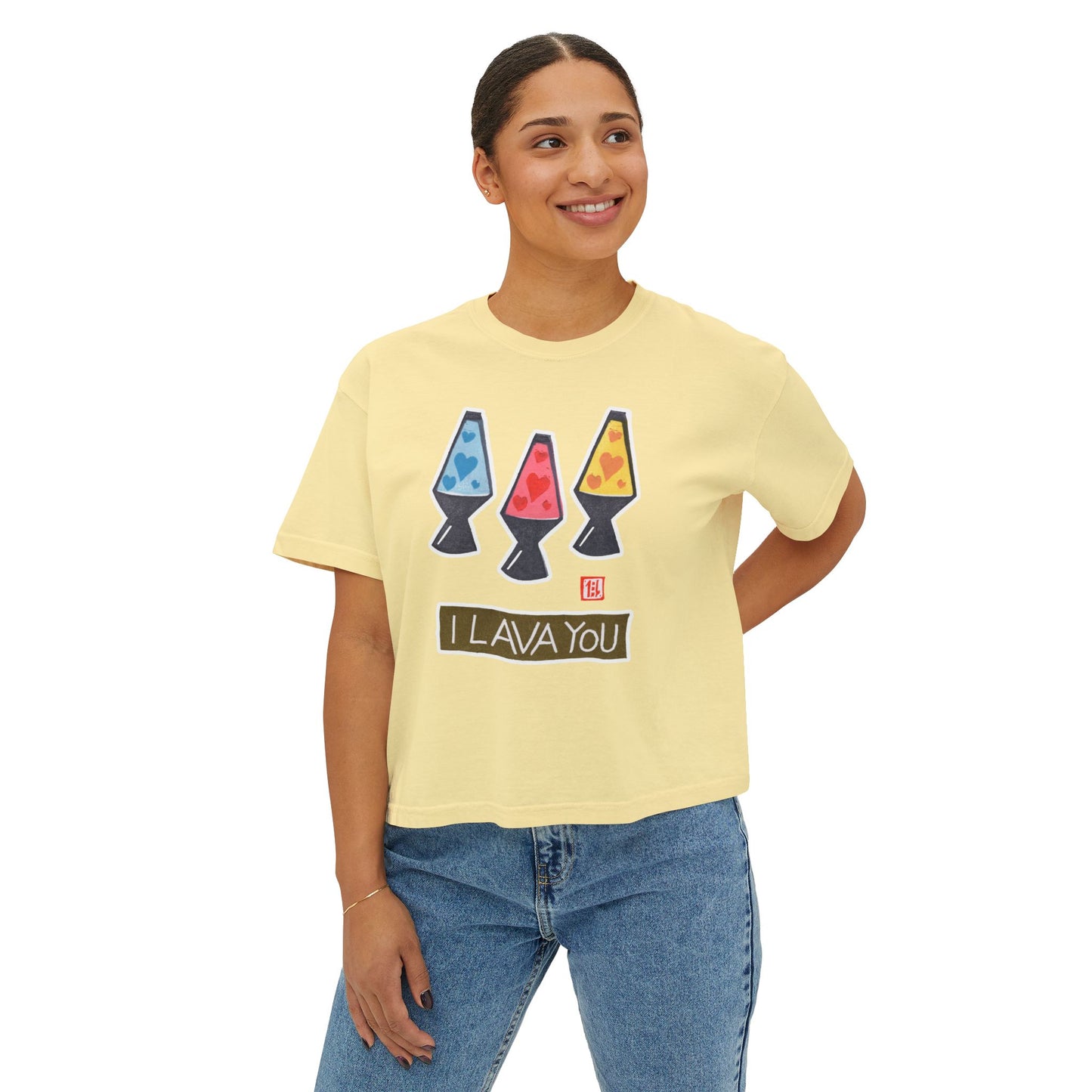I Lava You Boxy Tee — Cute Lava Lamp Graphic Tee for Women