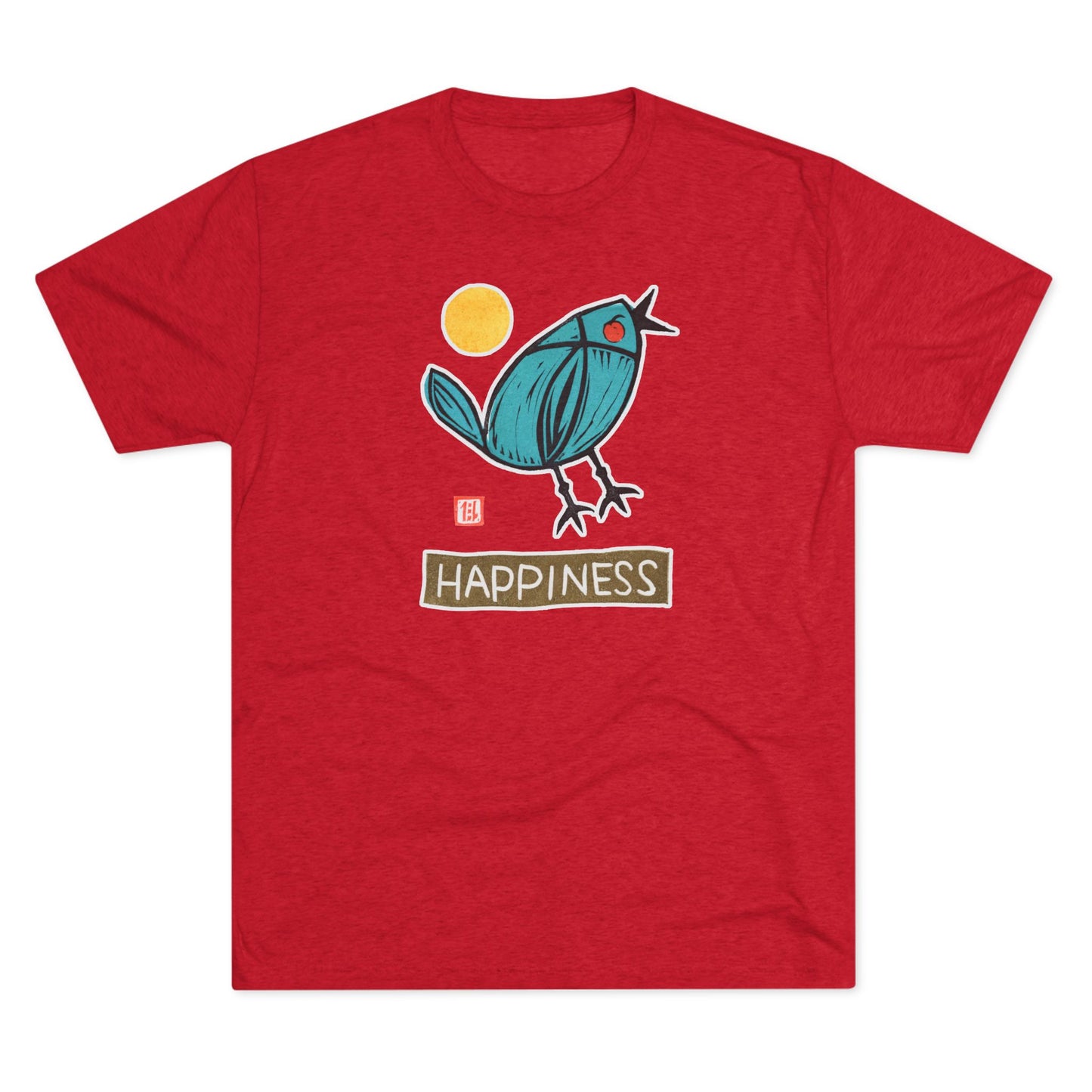 Blue Bird Illustration Shirt | "Happiness" Small Good Things | Premium Tri-Blend Tee