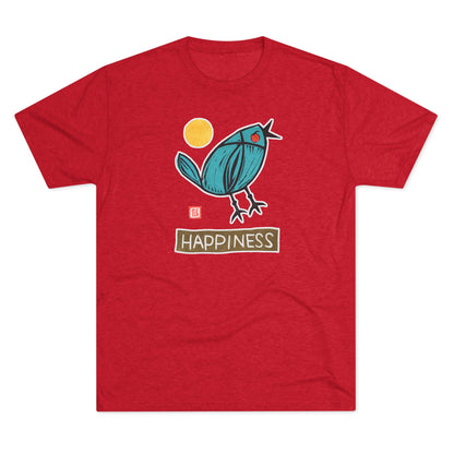 Blue Bird Illustration Shirt | "Happiness" Small Good Things | Premium Tri-Blend Tee