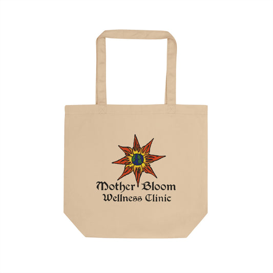 "Mother Bloom" Eco Tote Bag – Floral Sun Logo Reusable Grocery & Market Bag
