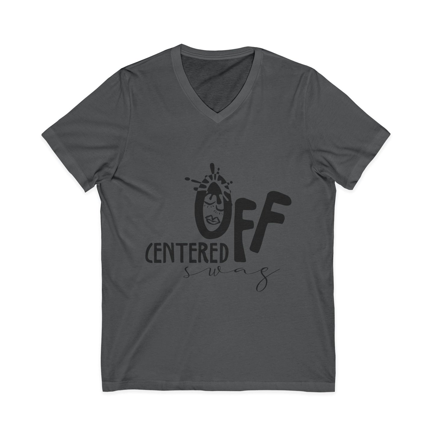 Off Centered Unisex Jersey Short Sleeve V-Neck Tee (pl)