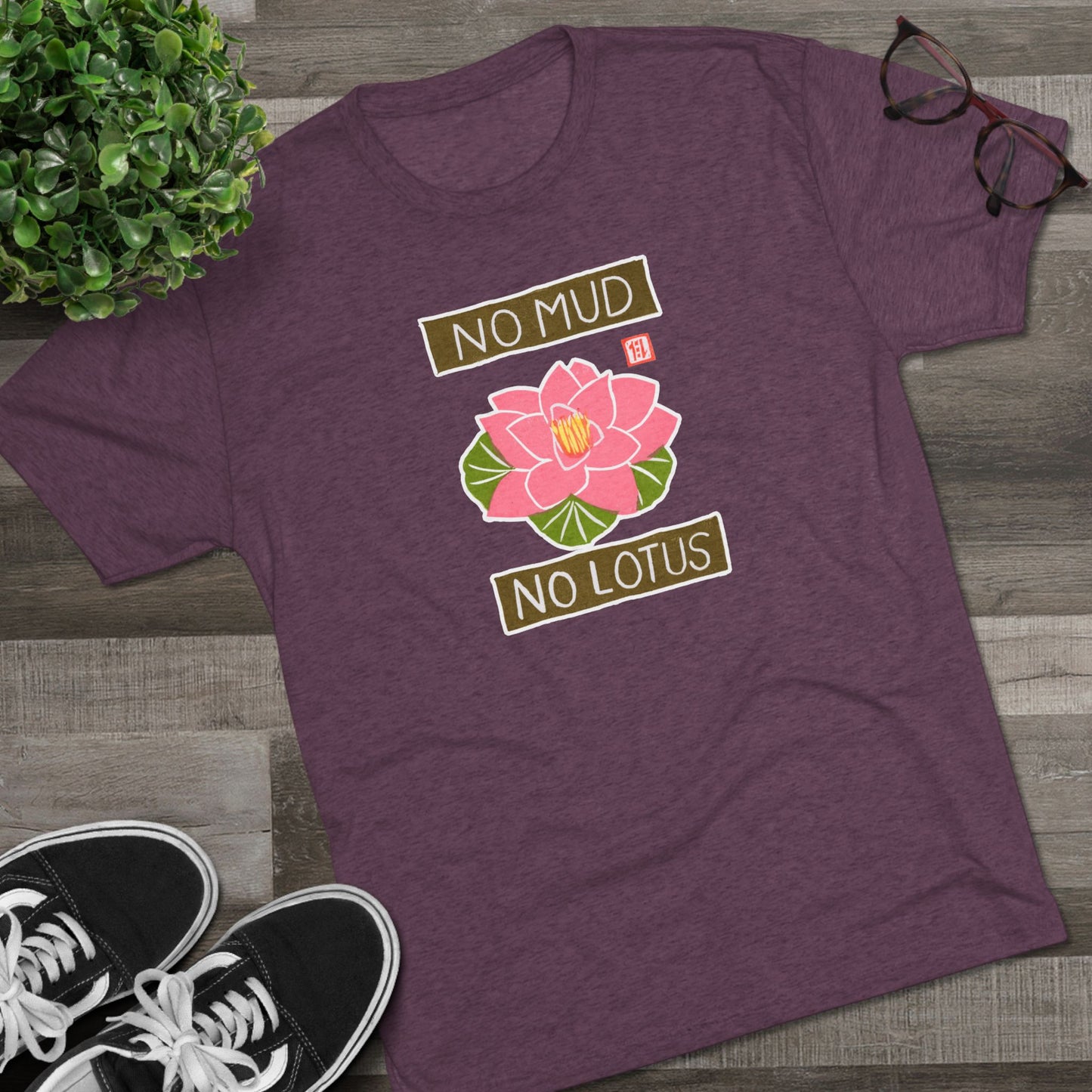Mindful Yoga Lotus Flower Graphic Tee | "No Mud No Lotus" Small Good Things | Premium Tri-Blend Tee