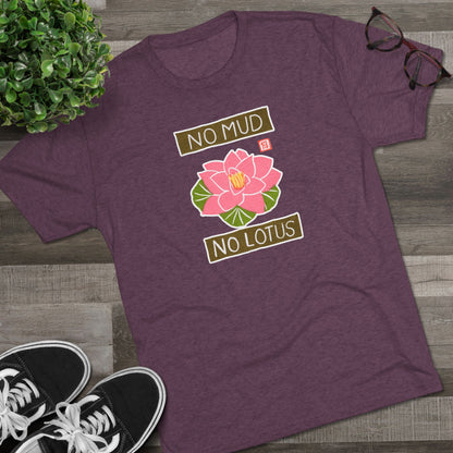 Mindful Yoga Lotus Flower Graphic Tee | "No Mud No Lotus" Small Good Things | Premium Tri-Blend Tee