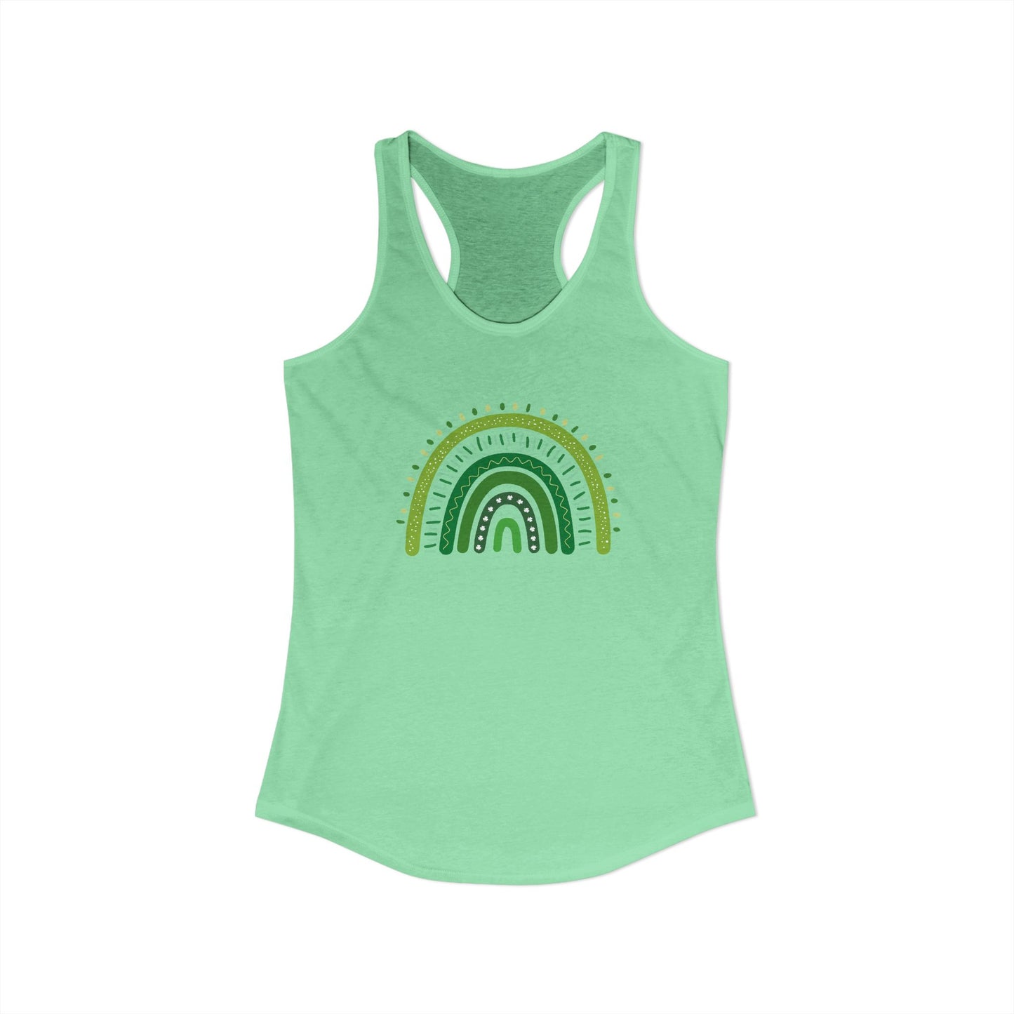St. Patrick’s Day Tank | "Green Boho Rainbow" Racerback | Lucky Yoga Gear