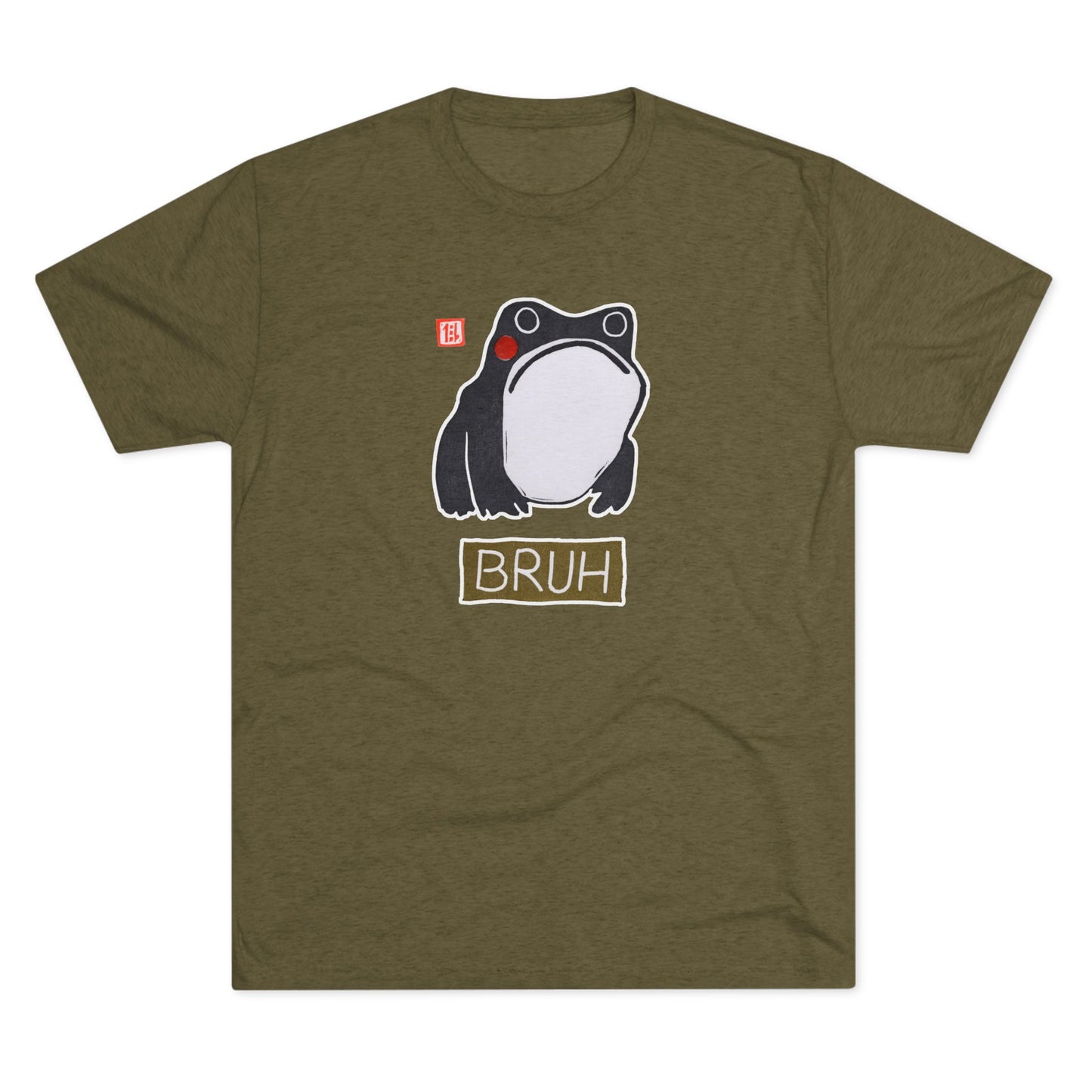 Meaningful Frog Graphic Tee | "Bruh" Tri-Blend Crewneck | Relatable Humor Gift