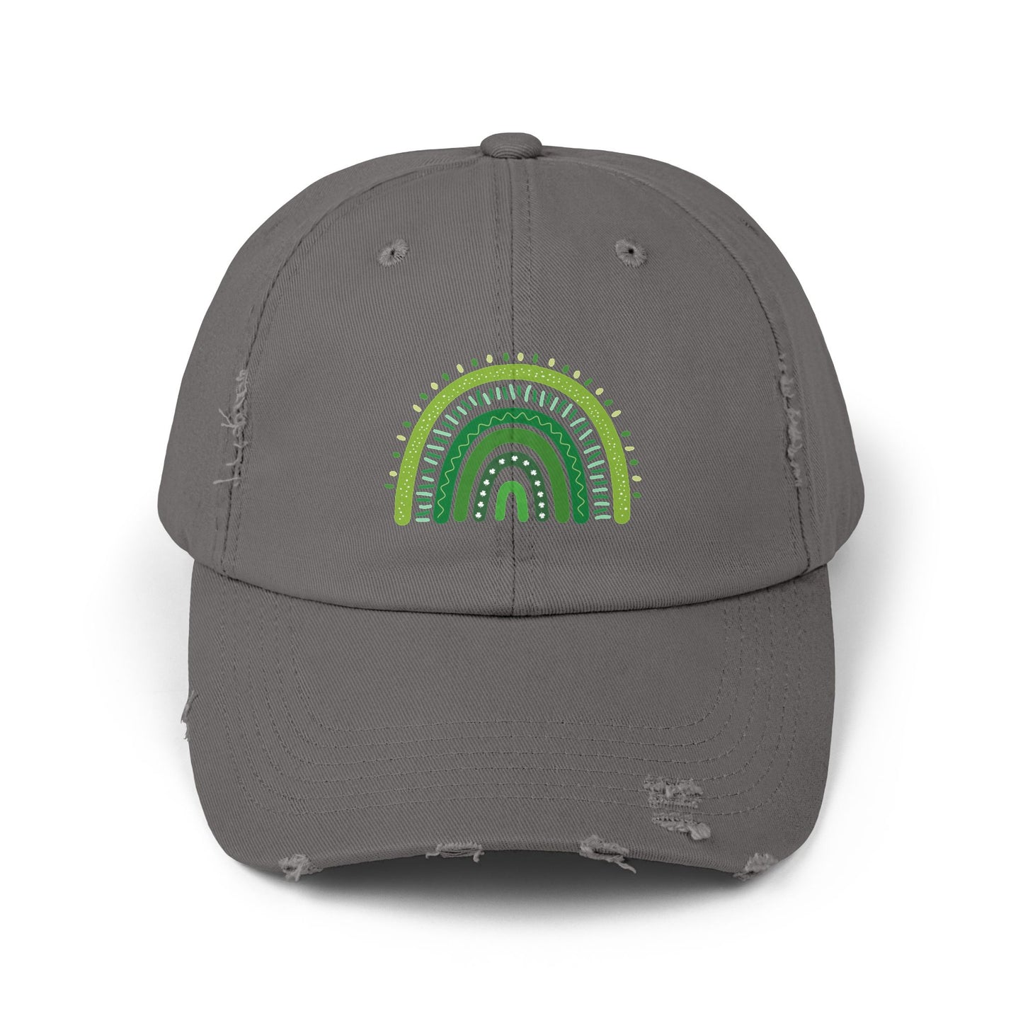 Lucky Green Rainbow Baseball Hat | Distressed Boho St. Patty's Cap | Vintage Style Unisex Hat