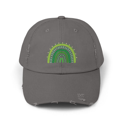 Lucky Green Rainbow Baseball Hat | Distressed Boho St. Patty's Cap | Vintage Style Unisex Hat