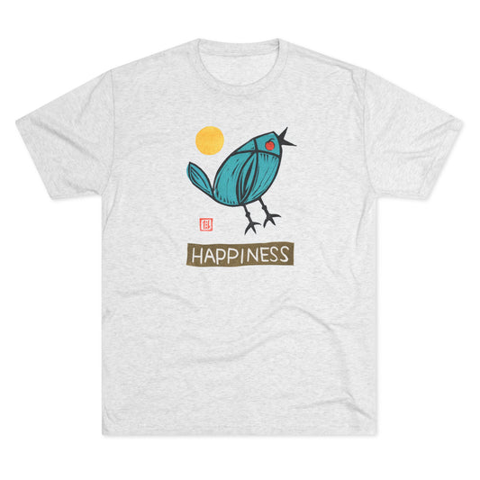 Blue Bird Illustration Shirt | "Happiness" Small Good Things | Premium Tri-Blend Tee