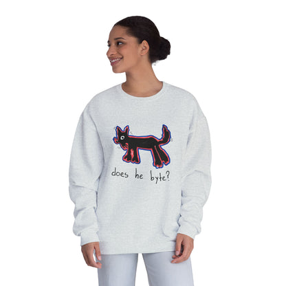 “Does he byte?”  — Crewneck Sweatshirt