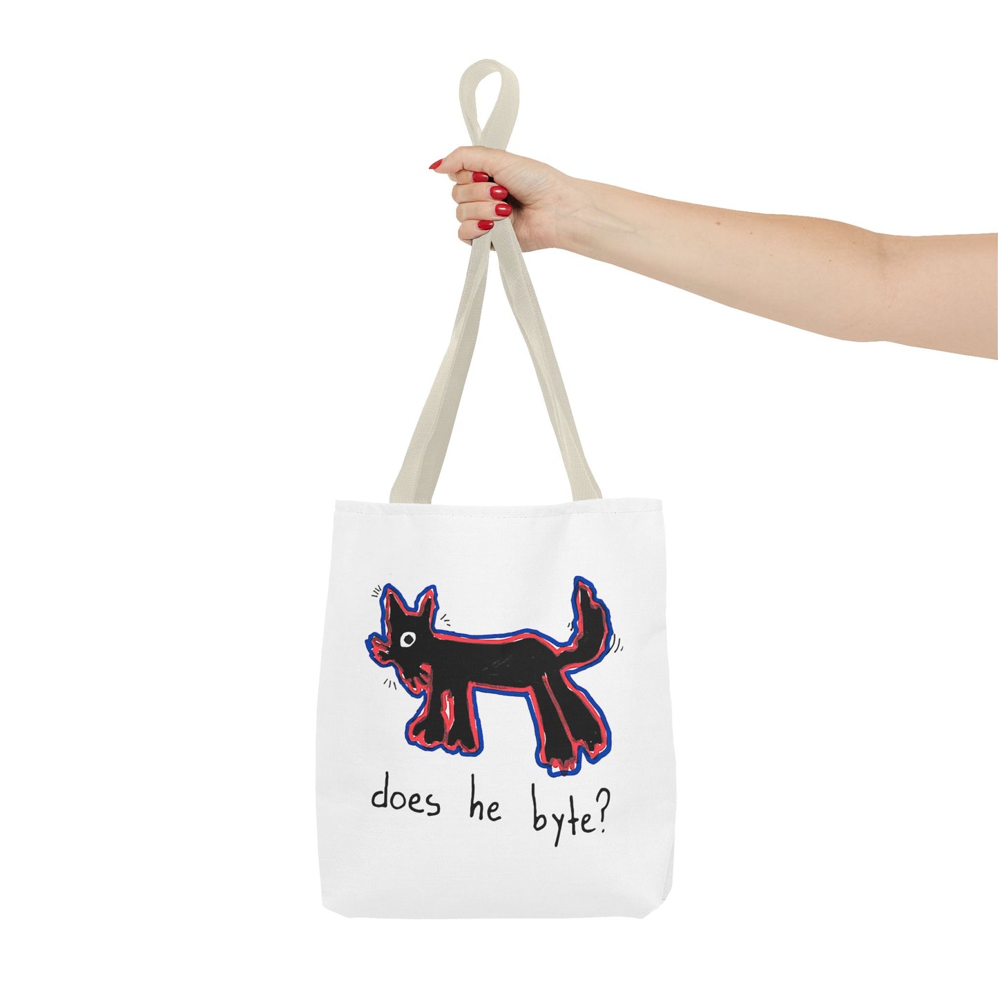 "Does He Byte?"  —  Tote Bag