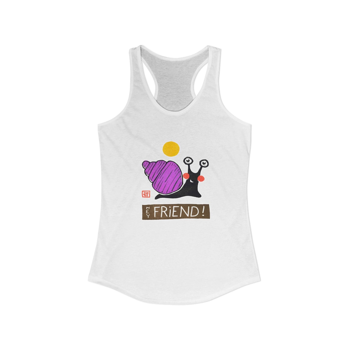 Funny Snail Racerback Tank | "Hey Friend" Yoga Top | Quirky Gift for Her