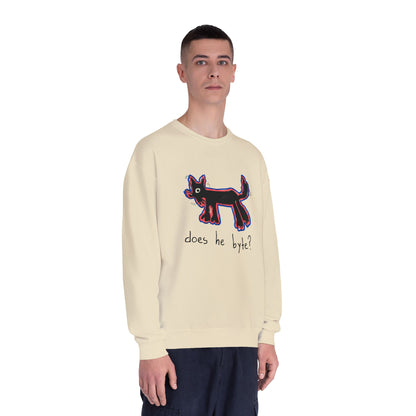 “Does he byte?”  — Crewneck Sweatshirt