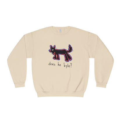 “Does he byte?”  — Crewneck Sweatshirt