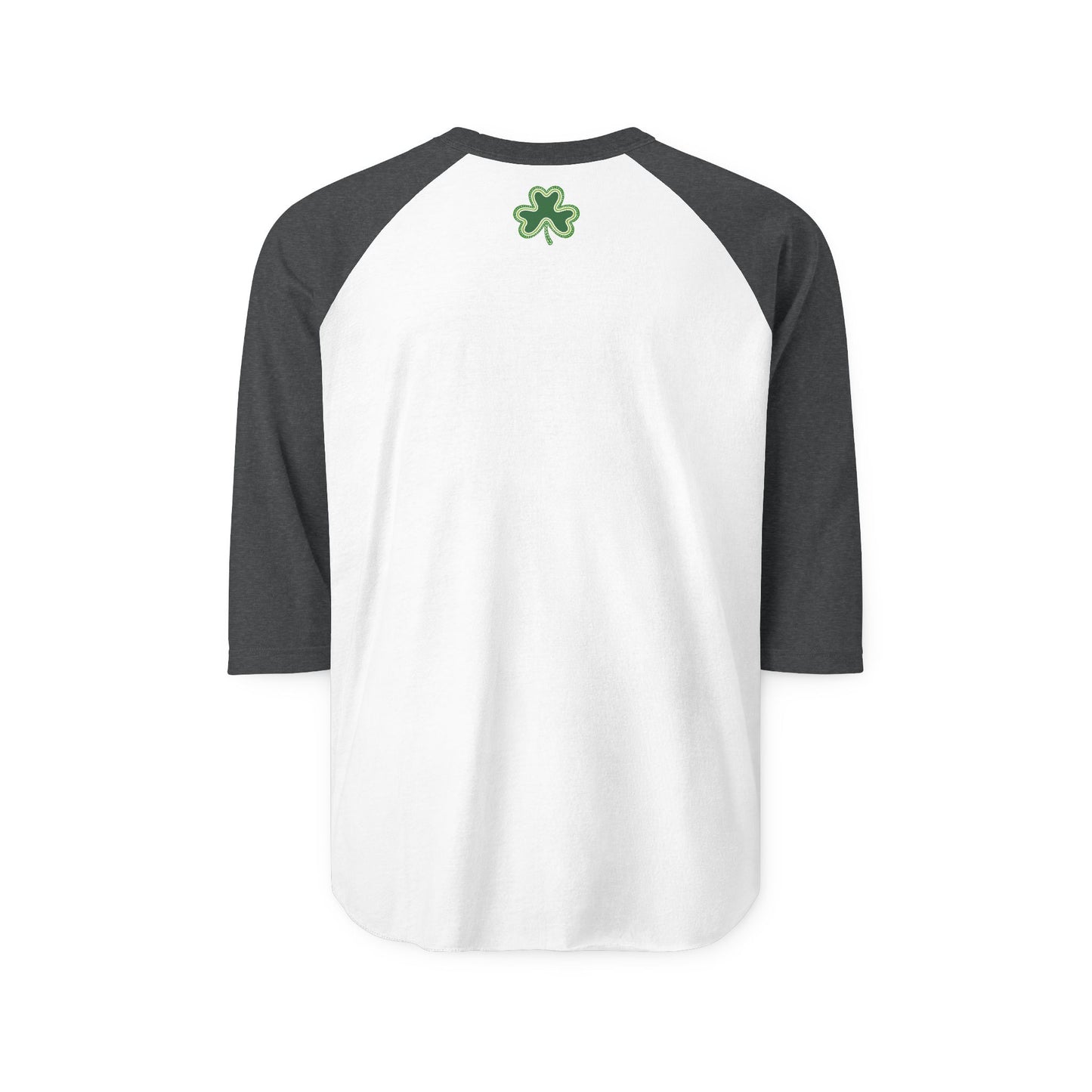 Lucky Shamrock 3/4 Sleeve Raglan Shirt | Green Rainbow & Clover Graphic | St. Patrick's Day Apparel