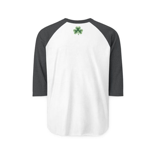 Lucky Shamrock 3/4 Sleeve Raglan Shirt | Green Rainbow & Clover Graphic | St. Patrick's Day Apparel