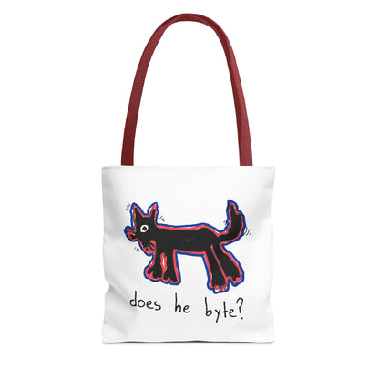 "Does He Byte?"  —  Tote Bag
