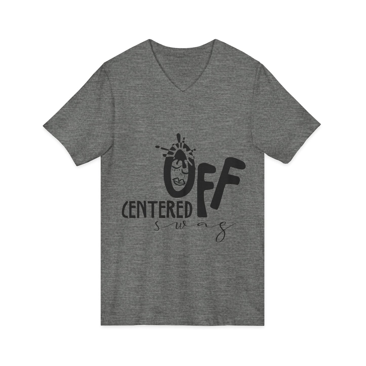 Off Centered Unisex Jersey Short Sleeve V-Neck Tee (pl)