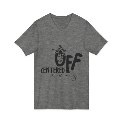 Off Centered Unisex Jersey Short Sleeve V-Neck Tee (pl)