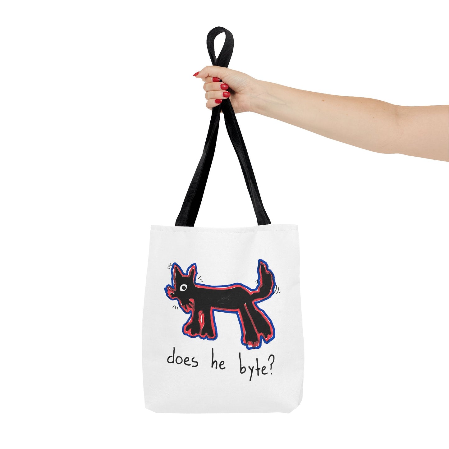 "Does He Byte?"  —  Tote Bag