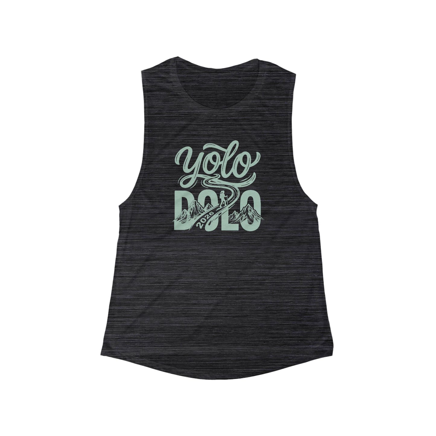 YOLO Dolo Graphic Muscle Tank — Women's Casual Scoop Tank Top