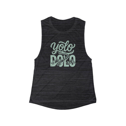 YOLO Dolo Graphic Muscle Tank — Women's Casual Scoop Tank Top