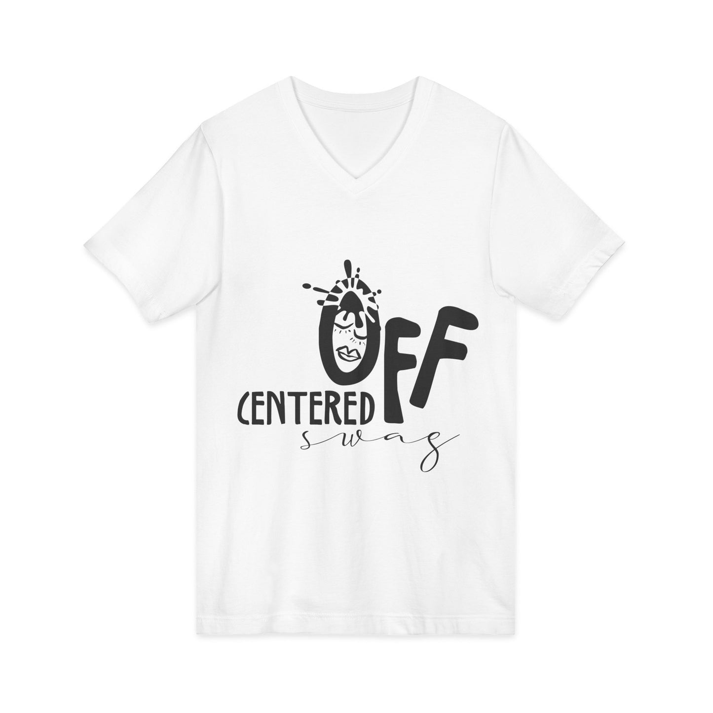 Off Centered Unisex Jersey Short Sleeve V-Neck Tee (pl)