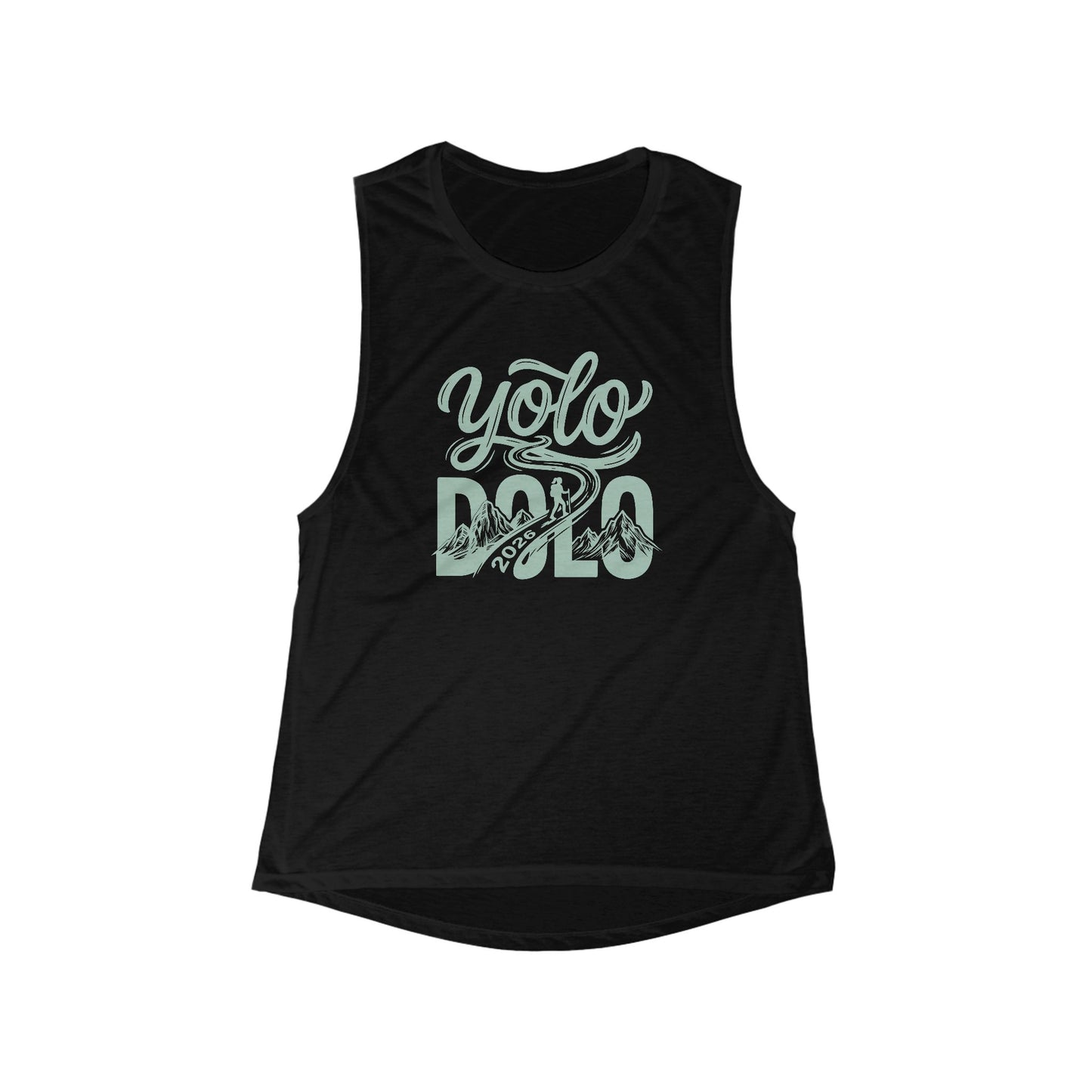 YOLO Dolo Graphic Muscle Tank — Women's Casual Scoop Tank Top