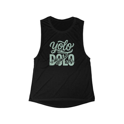 YOLO Dolo Graphic Muscle Tank — Women's Casual Scoop Tank Top