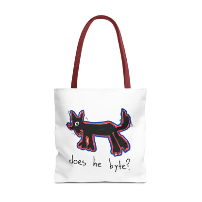 "Does He Byte?"  —  Tote Bag