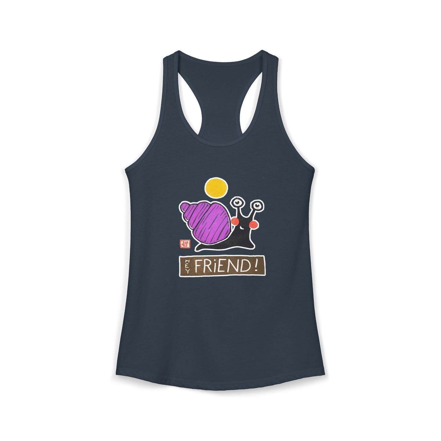 Funny Snail Racerback Tank | "Hey Friend" Yoga Top | Quirky Gift for Her
