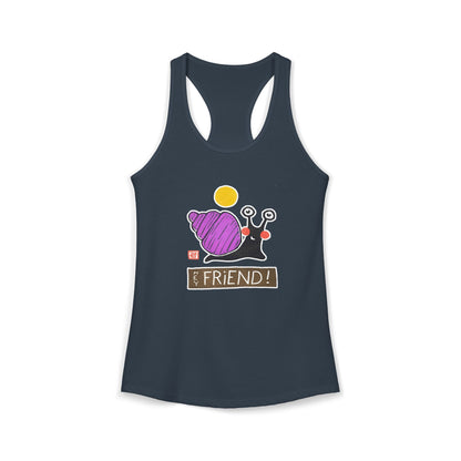 Funny Snail Racerback Tank | "Hey Friend" Yoga Top | Quirky Gift for Her