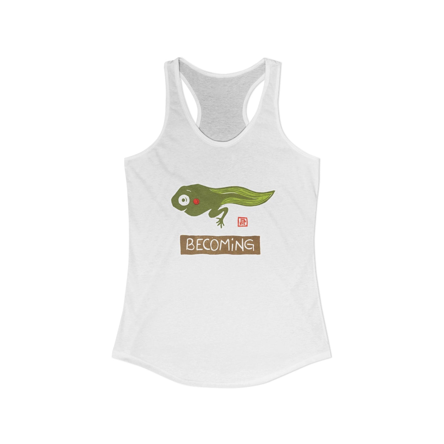 Inspirational Frog Graphic Tank | "Becoming" Women's Racerback | Mindful Activewear