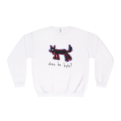 “Does he byte?”  — Crewneck Sweatshirt