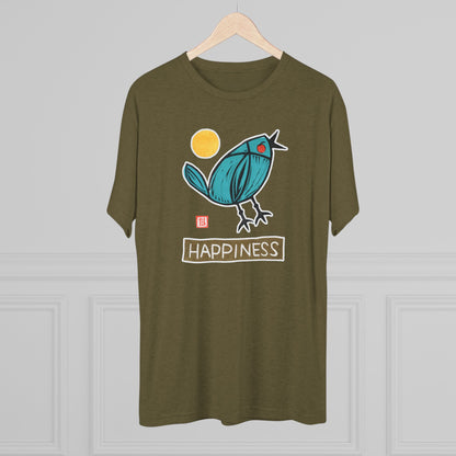Blue Bird Illustration Shirt | "Happiness" Small Good Things | Premium Tri-Blend Tee