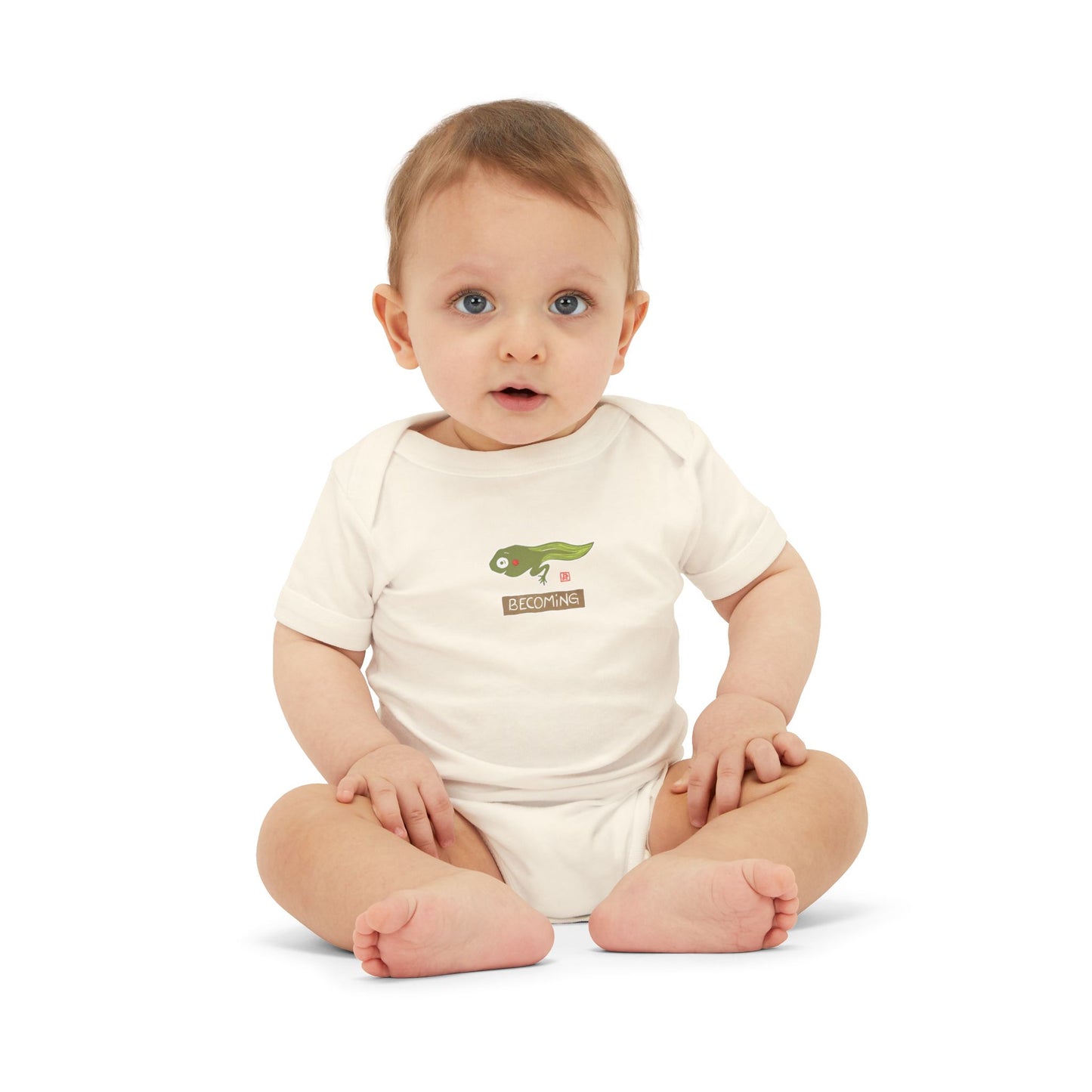 "Becoming" Tadpole Graphic Baby Onesie | Bella+Canvas Bodysuit | Grounded Baby Gift