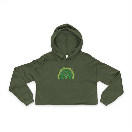 Lucky Shamrock Cropped Hoodie | "Boho Rainbow" Fleece Pullover | Pinch-Proof Irish Outfit